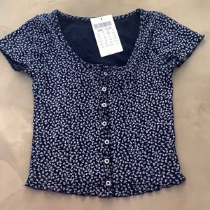 brandy melville blue floral top